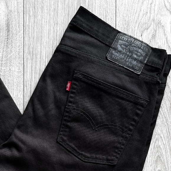 Levis 513 Jeans Mens 34x30 Black Slim Straight American Stretch Dark Wash Denim - Picture 2 of 10